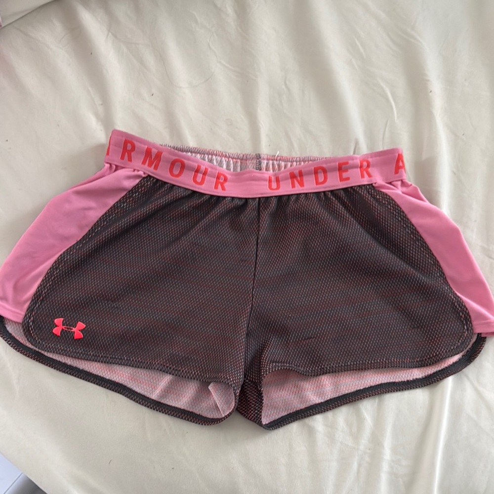 Under Armour Pink and Gray Athletic Shorts